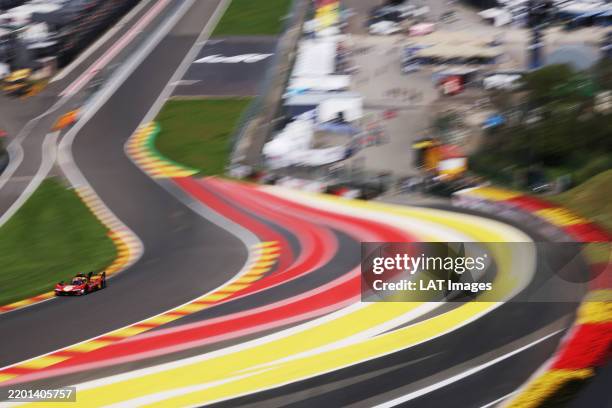 Ferrari 499P Hypercar of Alessandro Pier Guidi, James Calado and Antonio Giovinazzi at Circuit de Spa Francorchamps on Thursday May 09, 2024 in Spa,...