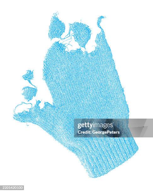 mitten with dog damage - single tear stock illustrations