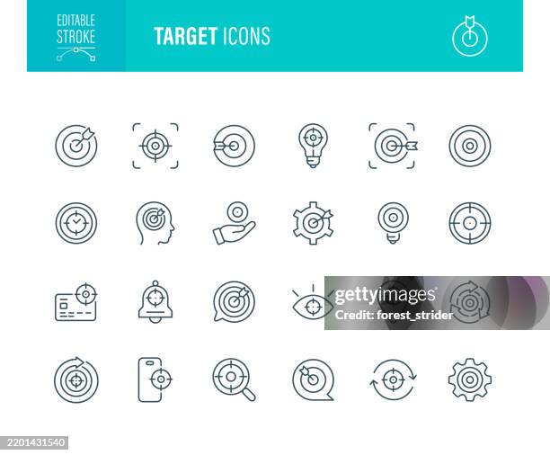 target icons editable stroke - middle stock illustrations