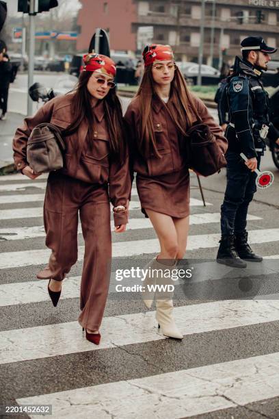Streetstyle during London RTW Fall Fashion Week 2025 on February 25, 2025 in Milan, Italy.