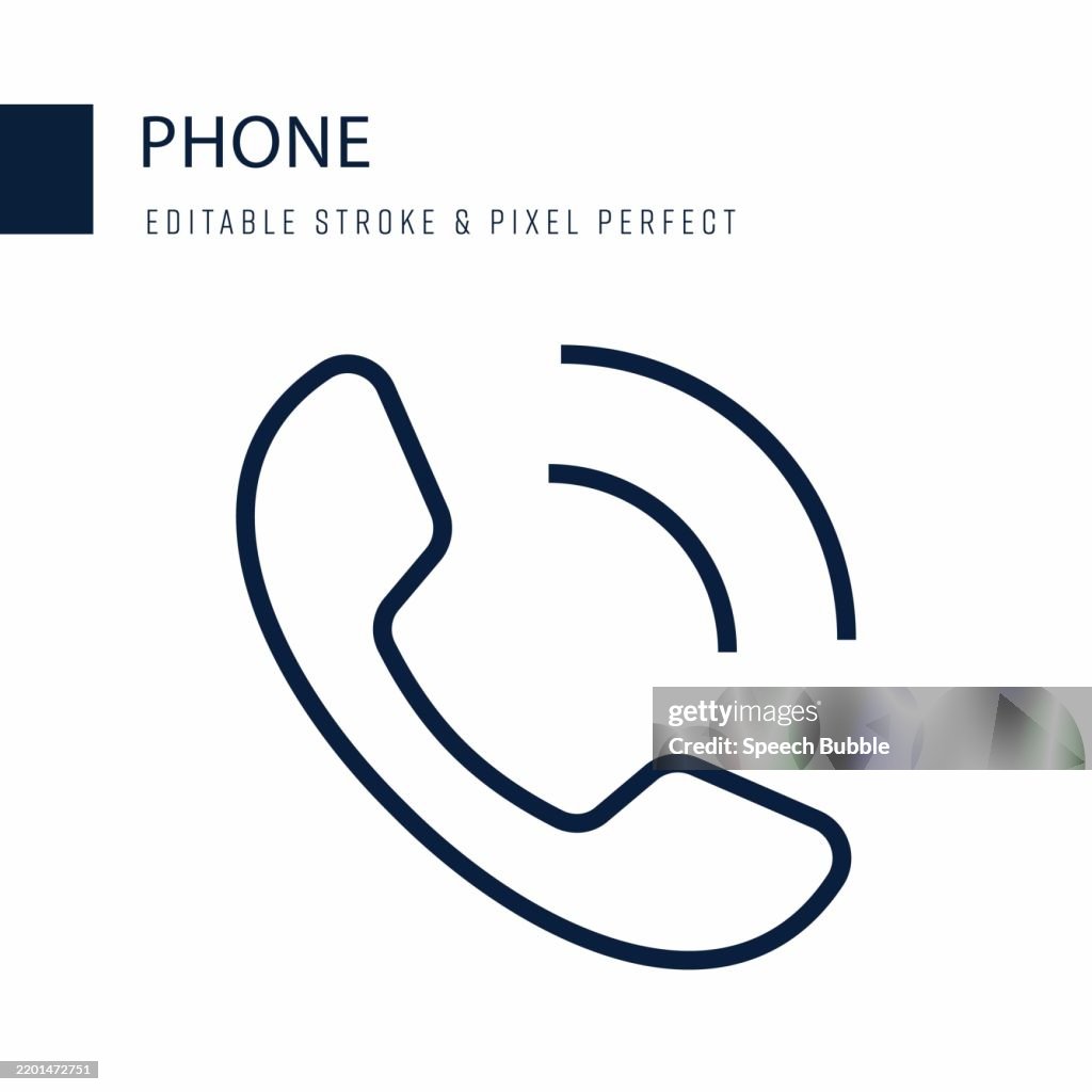 Phone Line Icon. Editable Stroke Vector Icon.