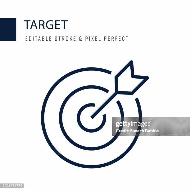 illustrations, cliparts, dessins animés et icônes de icône de la ligne cible. icône vectorielle de trait modifiable. - cible militaire