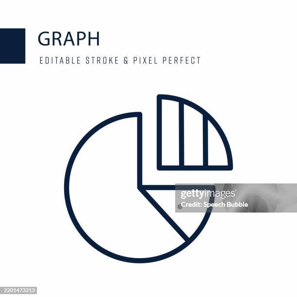 graph line icon. editable stroke vector icon. - pie chart icon stock illustrations