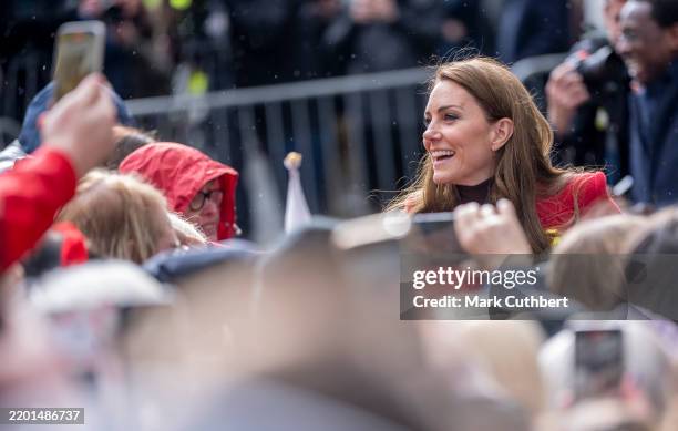 Catherine, Princess of Wales visits Pontypridd Market on February 26, 2025 in Pontypridd, Wales. In December 2024, Pontypridd was one of a number of...