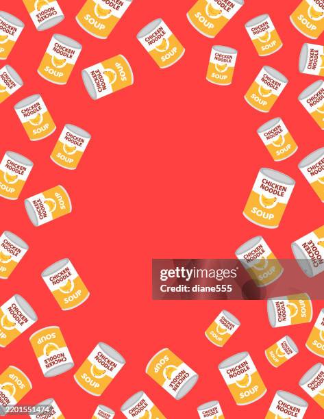 chicken noodle soup border with copy space - chicken soup stock illustrations