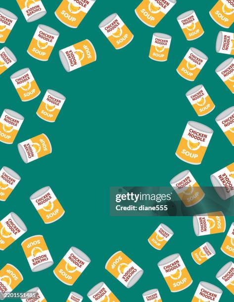 chicken noodle soup border with copy space - chicken soup stock illustrations