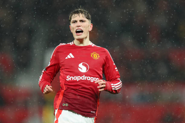 Alejandro Garnacho of Manchester United during the Premier League match between Manchester United FC and Ipswich Town FC at Old Trafford on February...