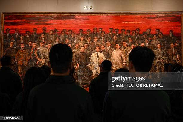 People visit the Museum of the First National Congress of the Chinese Communist Party in Shanghai on February 27 ahead of the opening of the annual...