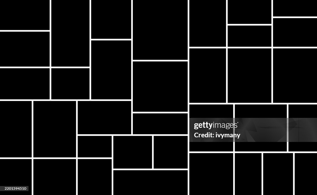 Black Rectangle Shape Photo Frame Template Collage Backgrounds High-Res ...