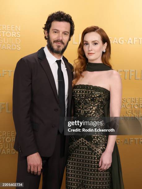 Adam Brody and Leighton Meester attend the 31st annual Screen Actors Guild Awards at Shrine Auditorium and Expo Hall on February 23, 2025 in Los...