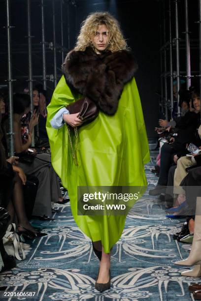 Model on the runway at the Prada Fall RTW 2025 fashion show as part of Milan Fashion Week on February 27, 2025 in Milan, Italy.