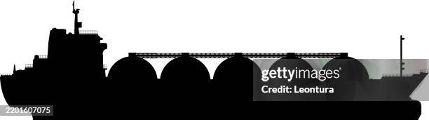 gas carrying ship silhouette - liquefied natural gas stock illustrations