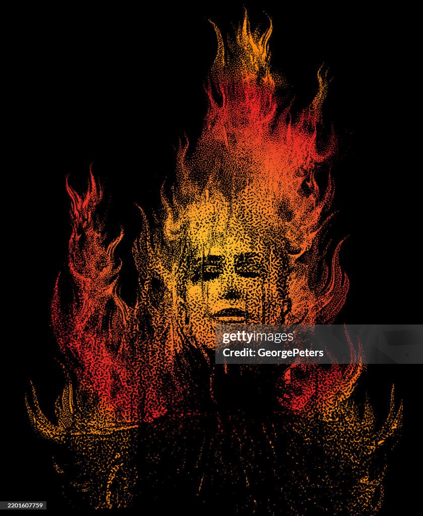 Fire Face Woman Face Fire Close Up High-Res Vector Graphic - Getty Images