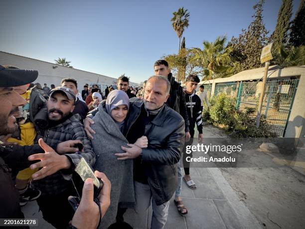 Palestinian prisoner Esma Arafat Shetat, who was released as part of the ceasefire and prisoner swap agreement reached between Hamas and Israel,...
