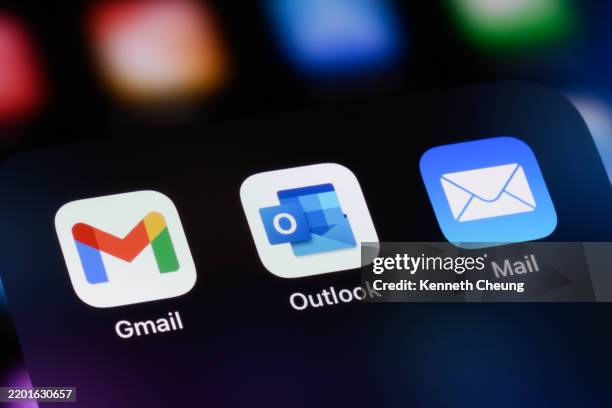 email apps - gmail, outlook, apple mail - forecasting stock pictures, royalty-free photos & images