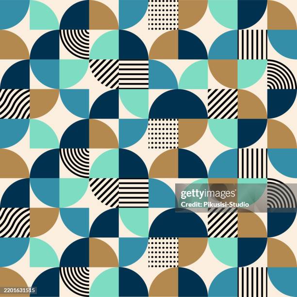 ilustrações de stock, clip art, desenhos animados e ícones de abstract bauhaus modern geometric pattern - estilo moderno de meados do século