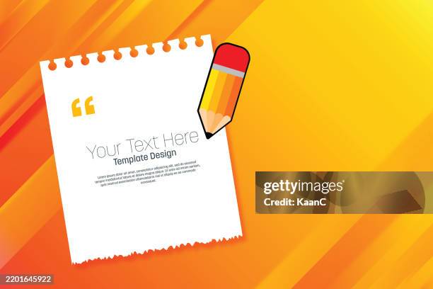 Notepad Text Graphics Notepad Sheet Paper Notepad Sheet And Pencil On Background Vector Stock ...