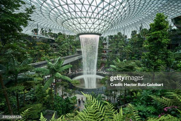 rain vortex - changi airport stock pictures, royalty-free photos & images