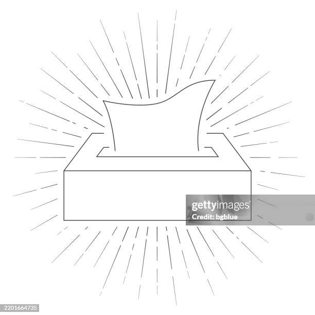 tissue box. line icon with sunbursts on white background - facial tissue stock illustrations