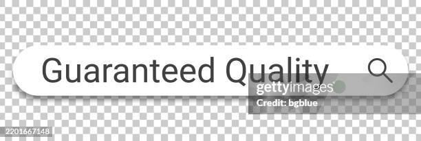 guaranteed quality - search bar on transparent background - reliability computer stock illustrations
