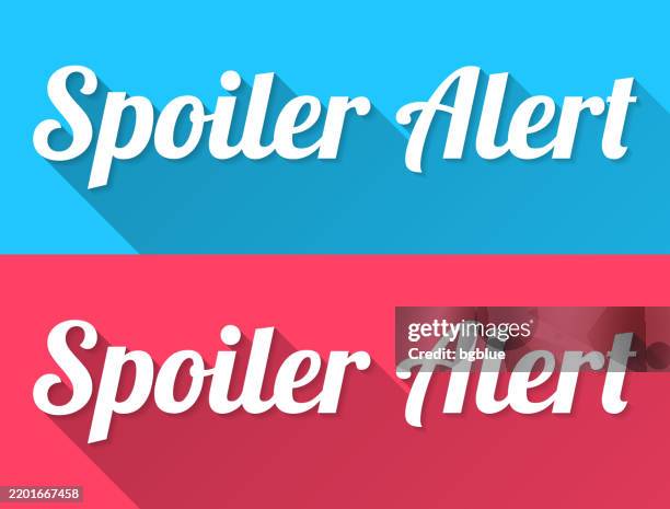 spoiler alert - flat design with long shadow on blue and red background - spoiler stock illustrations