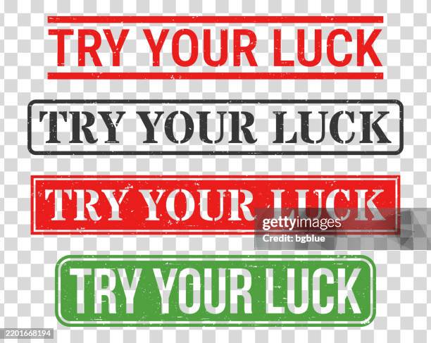 try your luck - rubber stamp set on blank background - try something stock illustrations