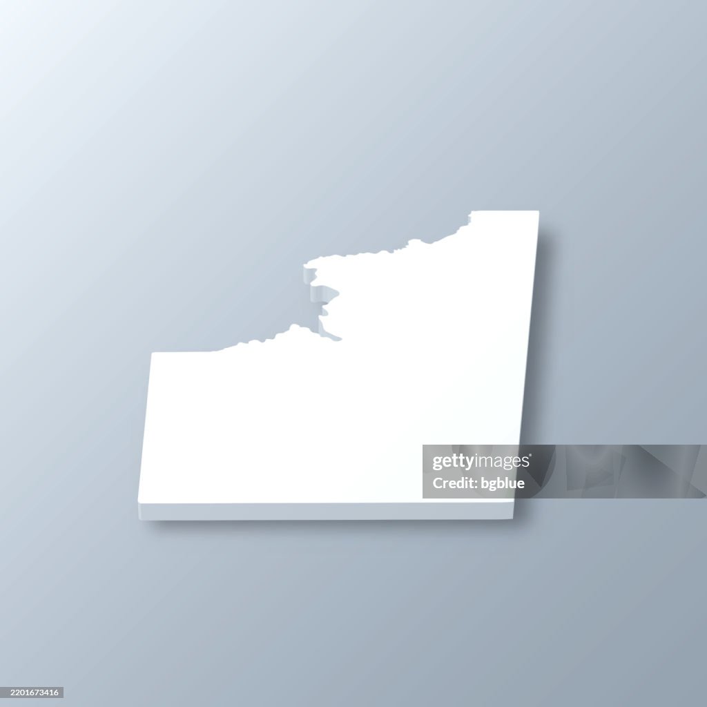 Lowndes County, Mississippi. 3D Map on gray background