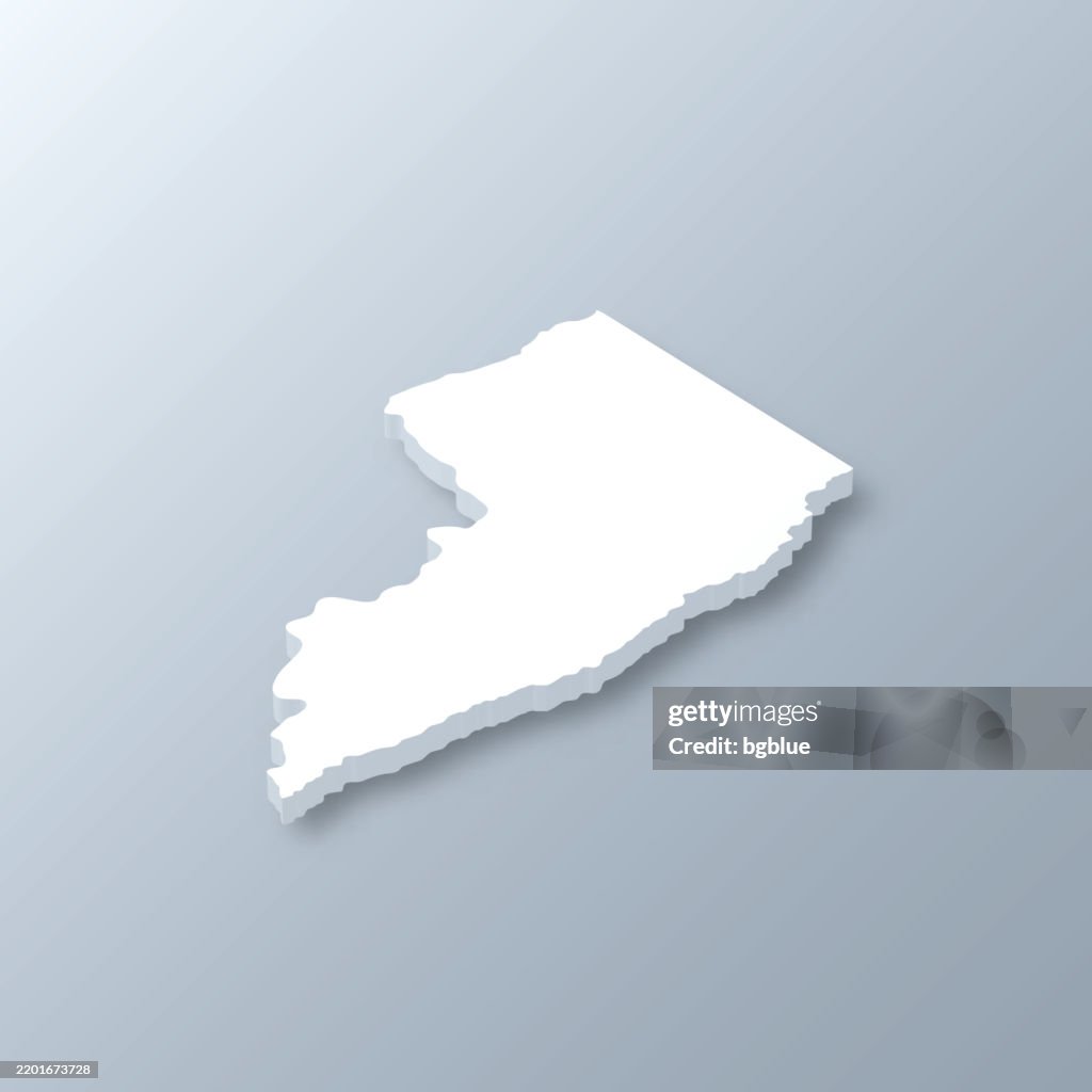 Warren County, New Jersey. 3D Map on gray background