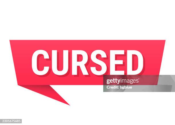 cursed - red speech bubble on blank background - casting spell stock illustrations