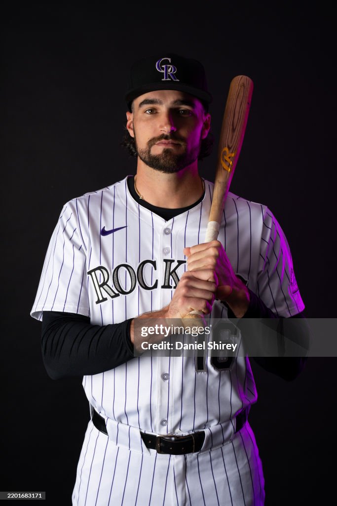 Colors Do Rocks Sam Hilliard of the Colorado Rockies poses for a photo during the ...