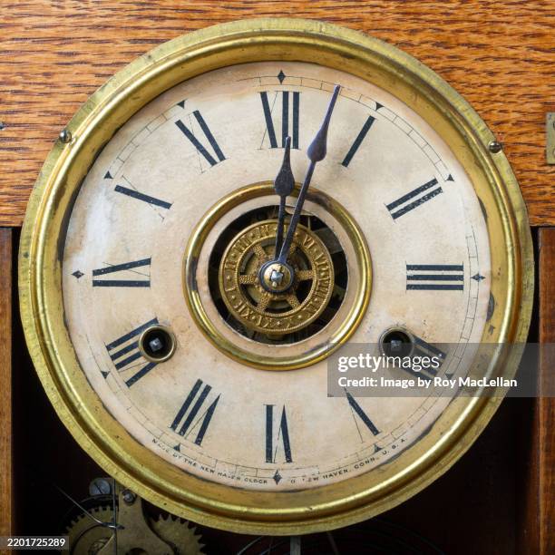 vintage clockface with roman numerals - ulster province stock pictures, royalty-free photos & images