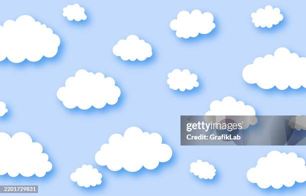 seamless blue background with white clouds for pattern design - cute-blue-backgrounds stock illustrations
