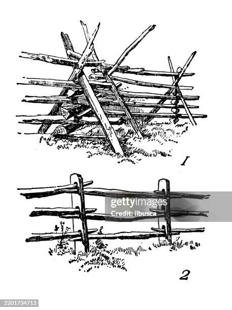 american rail fences - railing stock illustrations