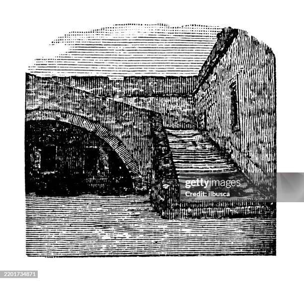 ramp, st. augustine, spanish fort, florida - st augustine florida stock illustrations