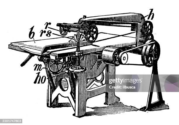 rip saw machine - using circular saw stock illustrations