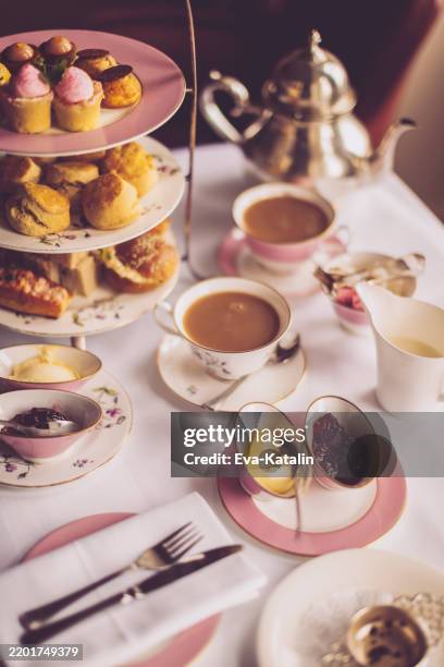 afternoon tea for two - room service stock pictures, royalty-free photos & images
