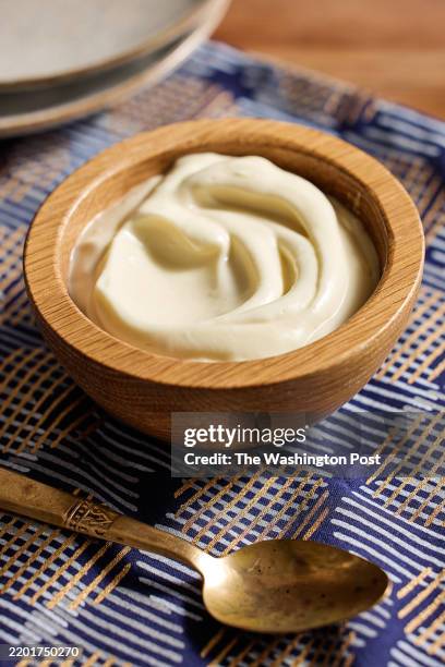 Aquafaba aioli for Air Fryer Patatas Bravas for Weeknight Vegetarian column in Food in Denver, Colorado on February 26, 2025.