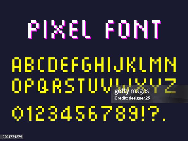 pixel art vector font set - pixel art stock illustrations