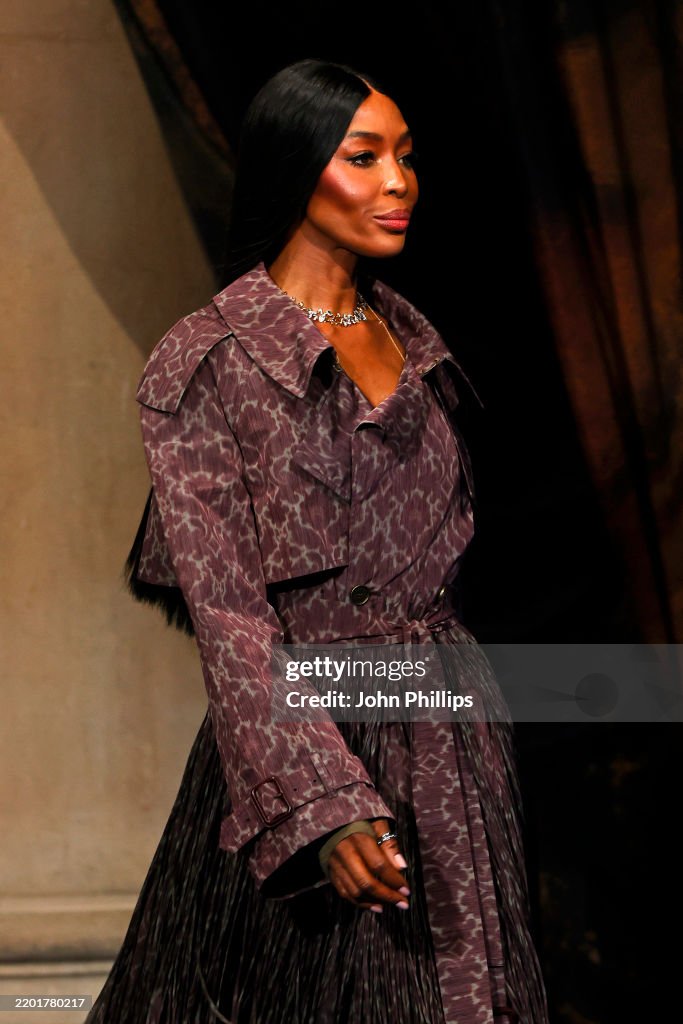 Naomi Campbell walks the runway at the Burberry show during London