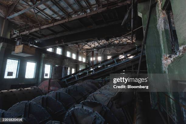 Graphite-bearing rock processing machinery at the Zavalivskiy Graphite Ltd. Graphite mine in the Kirovohrad region, Zavallya, Ukraine, on Friday,...