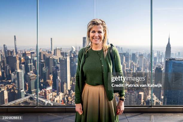 Queen Maxima of The Netherlands visits The Edge on February 24, 2025 in New York, New York. Queen Maxima is in New York in her capacity as United...
