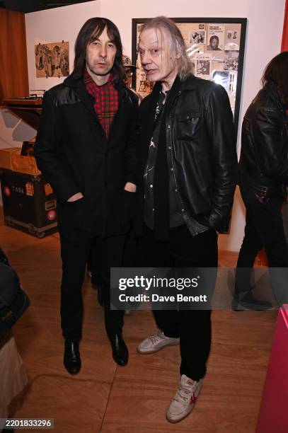 Bobby Gillespie and William Orbit attend Mick Jones' Rock & Roll Public Library exhibition and magazine launch at Farsight Gallery on February 28,...