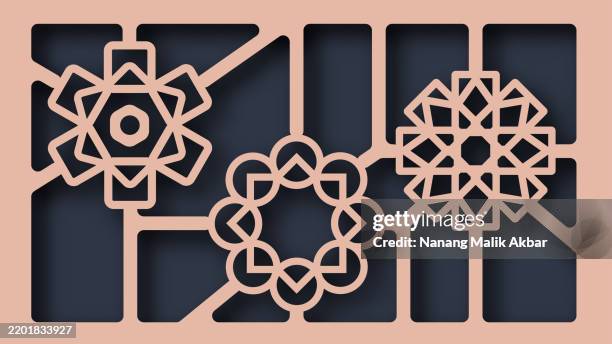 abstract geometric paper cut out and layered background - moroccan pattern vector stock illustrations