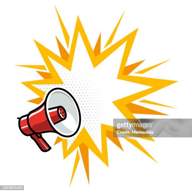 ilustrações de stock, clip art, desenhos animados e ícones de megaphone sign in vector. - megafone