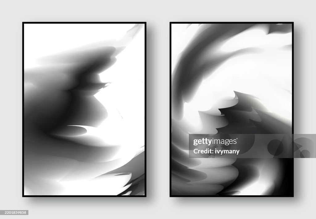 Abstract Ink Wash Abstract Monochrome Fluidity Ink Wash Painting Wall Art Poster Template ...