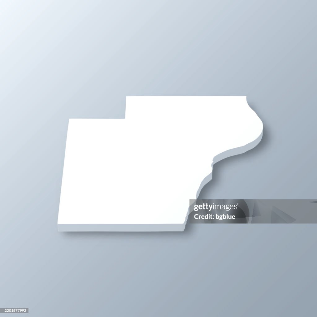 Manitowoc County, Wisconsin. 3D Map on gray background