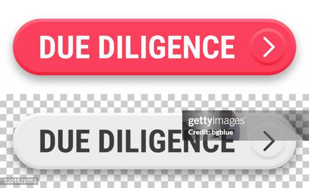due diligence - 3d-klick-web-buttons auf leerem hintergrund - hartnäckigkeit stock-grafiken, -clipart, -cartoons und -symbole