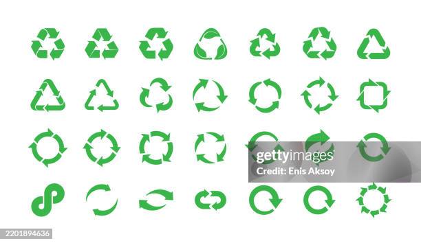 ilustraciones, imágenes clip art, dibujos animados e iconos de stock de loop and recycling symbols - reciclaje