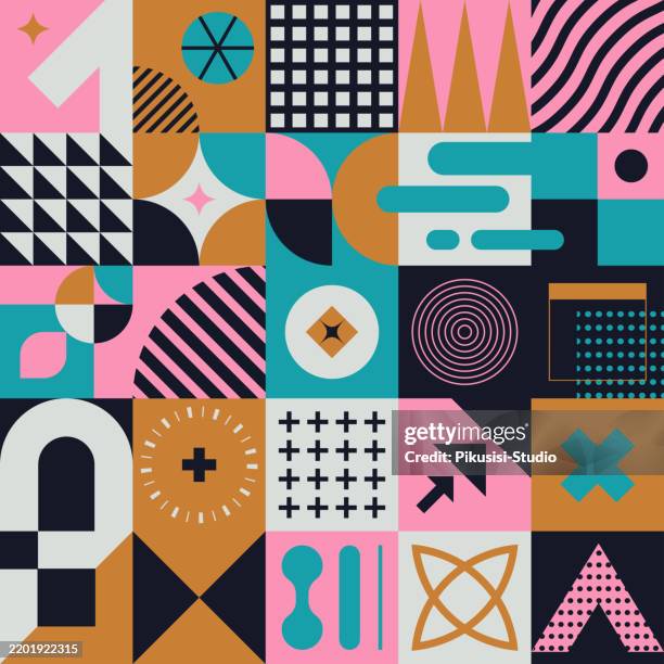 modern brutalism design, abstract geometric pattern. - art movement stock illustrations