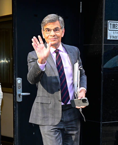 George Stephanopoulos is seen outside "Good Morning America" on February 25, 2025 in New York City.